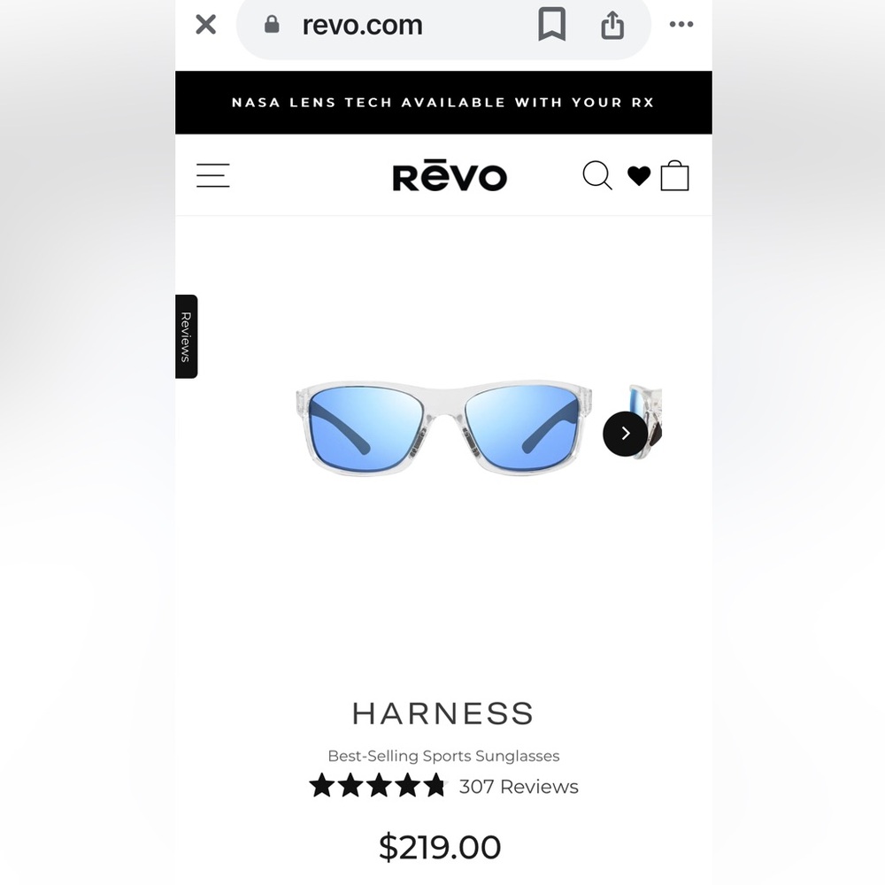 Revo Harness Crystal Blue Polarized Sunglasses. New in Box.